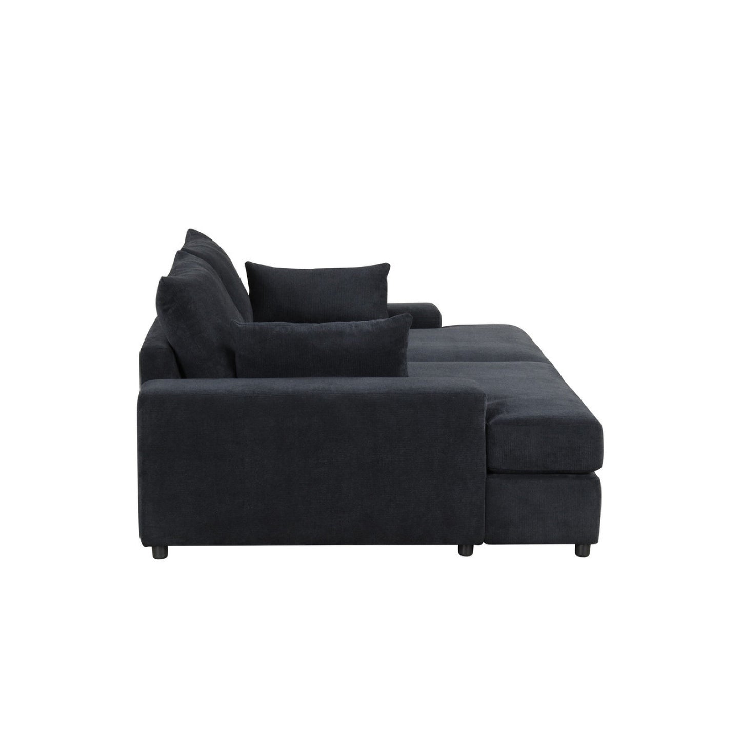 Leena Oversized Sleeper Sofa with 2 Throw Pillow, Black Fabric 88 Inch