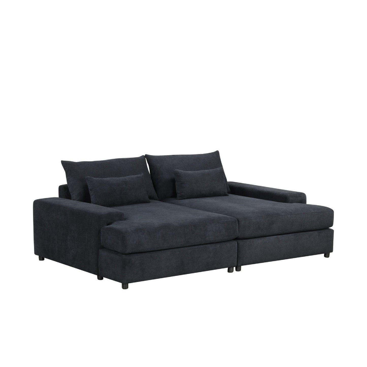Leena Oversized Sleeper Sofa with 2 Throw Pillow, Black Fabric 88 Inch