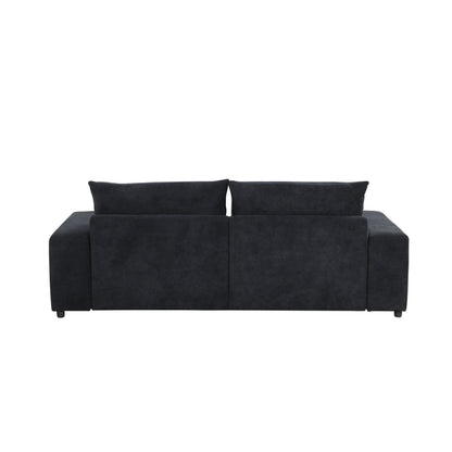 Leena Oversized Sleeper Sofa with 2 Throw Pillow, Black Fabric 88 Inch