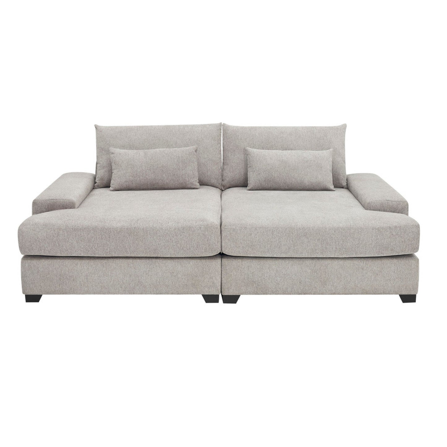 Leena Oversized Sleeper Sofa with 2 Throw Pillow, Gray Fabric 88 Inch