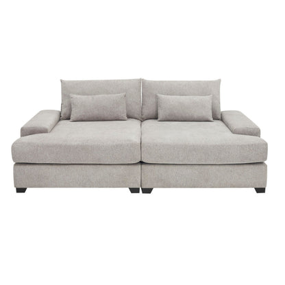 Leena Oversized Sleeper Sofa with 2 Throw Pillow, Gray Fabric 88 Inch