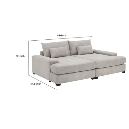 Leena Oversized Sleeper Sofa with 2 Throw Pillow, Gray Fabric 88 Inch