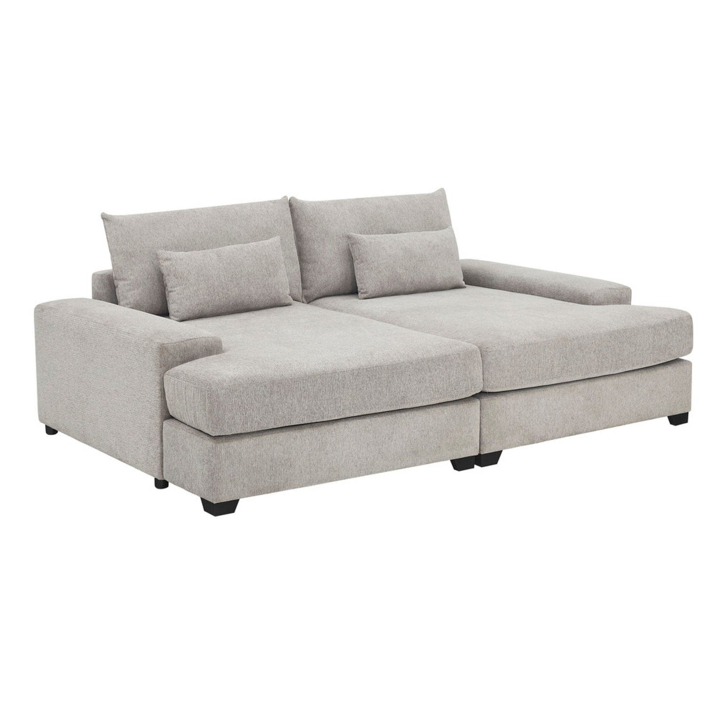 Leena Oversized Sleeper Sofa with 2 Throw Pillow, Gray Fabric 88 Inch