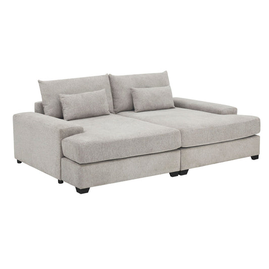 Leena Oversized Sleeper Sofa with 2 Throw Pillow, Gray Fabric 88 Inch
