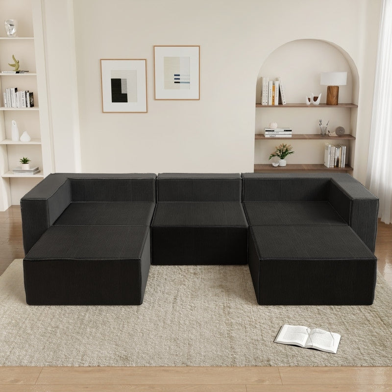 Left Armrest Corduroy Compression Sofa