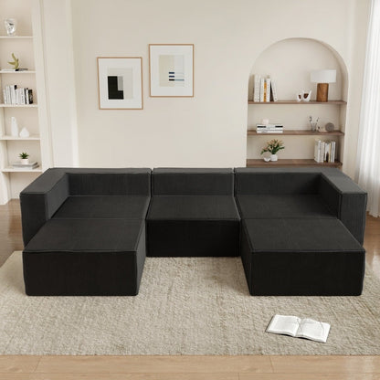 Left Armrest Corduroy Compression Sofa