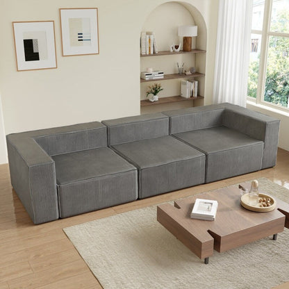 Left Armrest Corduroy Compression Sofa