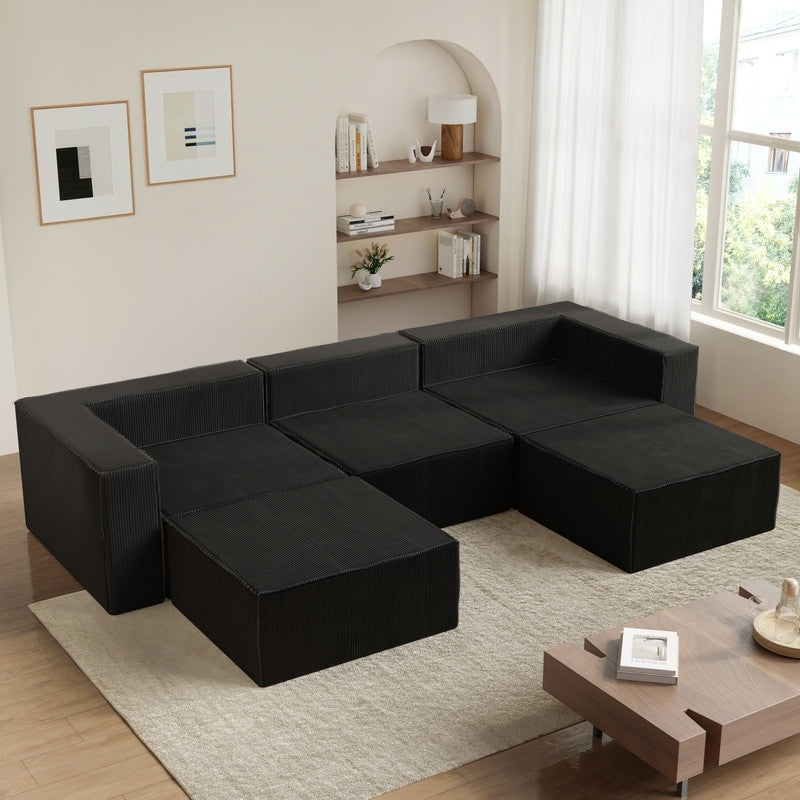 Left Armrest Corduroy Compression Sofa