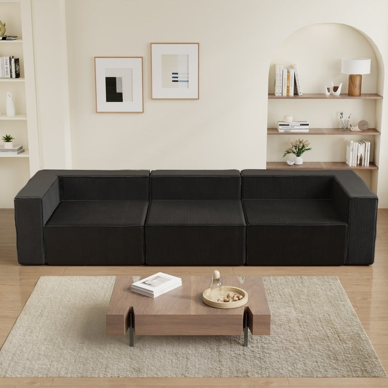Left Armrest Corduroy Compression Sofa