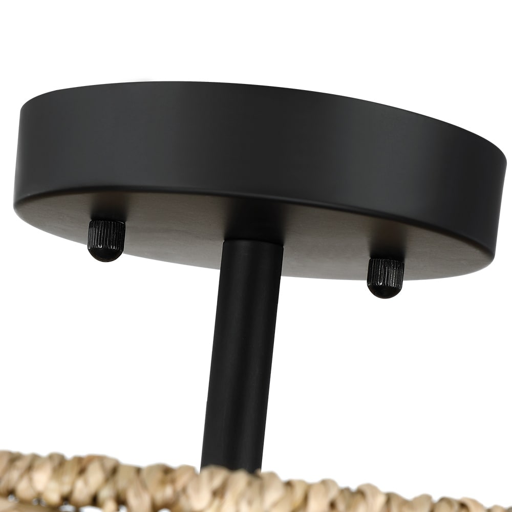 Lennie 13.6 in. 2-Light Natural Rattan Drum Semi-Flush Mount Ceiling Light - 13.6 in. W