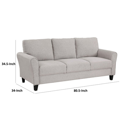Leroi Sofa, 81 Inch, Gray Fabric and Round Flared Armrests