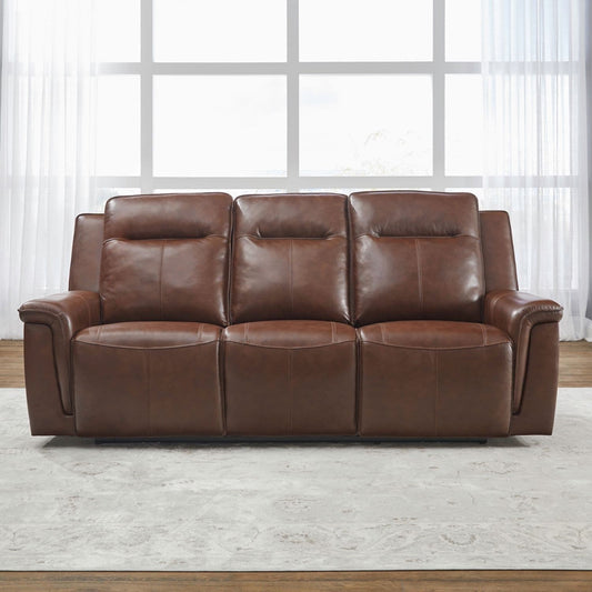 Liberty Furniture Avery Power Reclining Sofa Couch Cognac Leather - Width 88'' x Dept 39'' x Height 41''