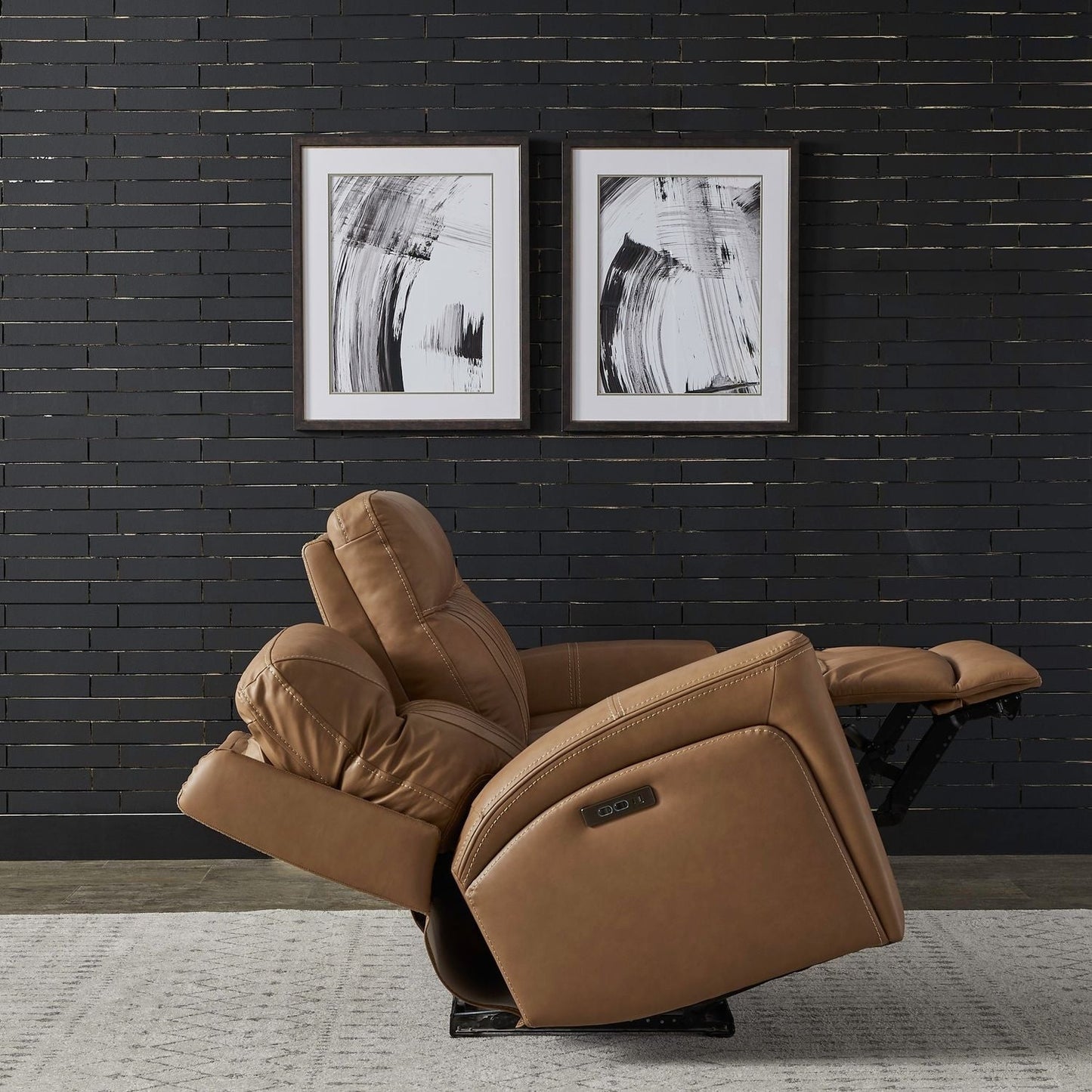 Liberty Furniture Bennett Power Reclining Sofa Butternut Brown Leather - Width 89 x Depth 39 x Height 41