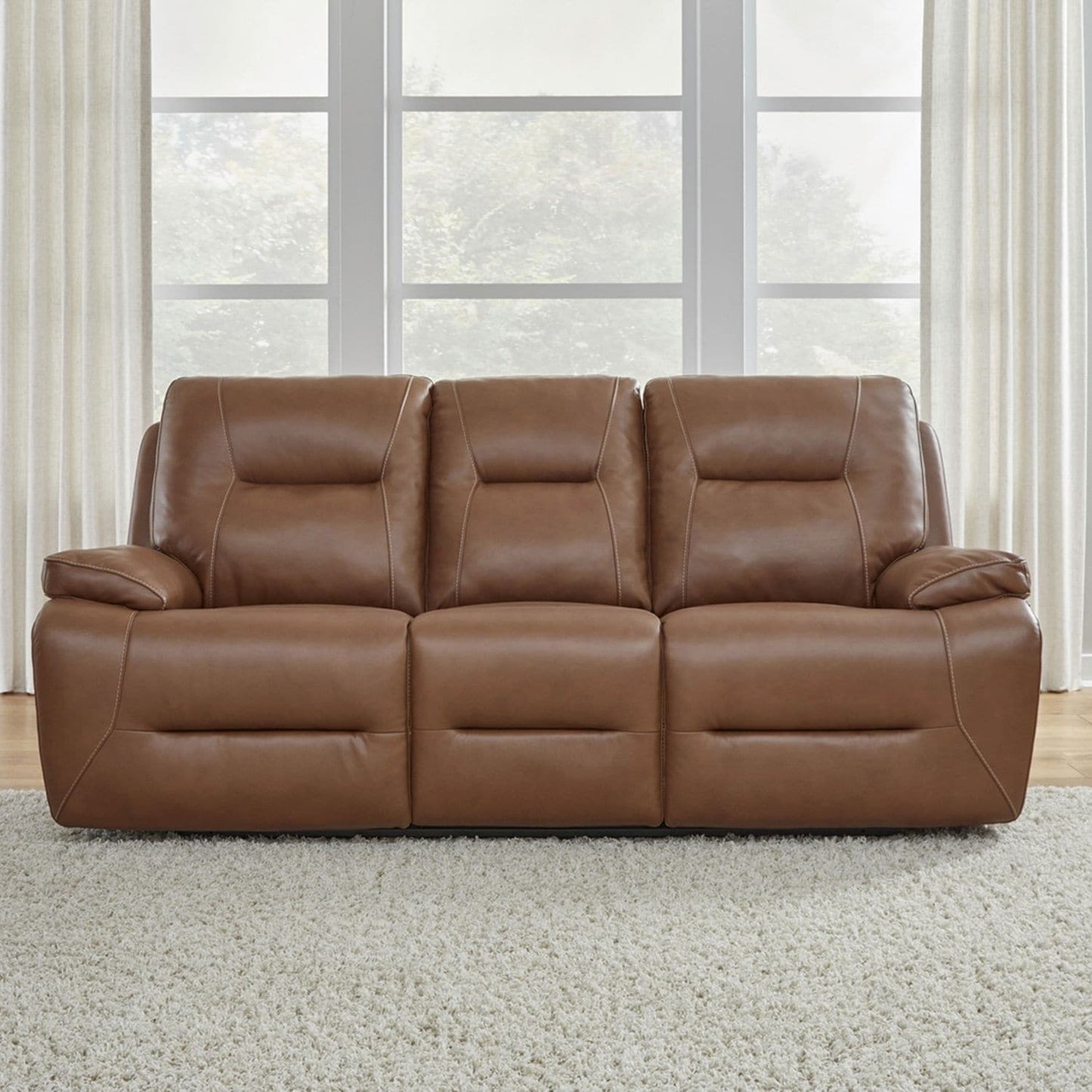 Liberty Furniture Cameron Power Reclining Sofa Brown Leather - Width 89 x Depth 39 x Height 41