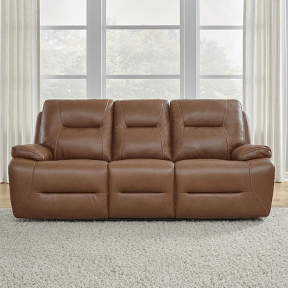 Liberty Furniture Cameron Power Reclining Sofa Brown Leather - Width 89 x Depth 39 x Height 41