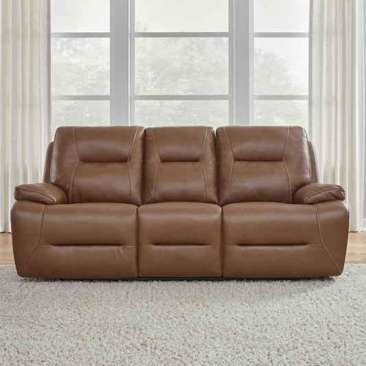 Liberty Furniture Cameron Power Reclining Sofa Brown Leather - Width 89 x Depth 39 x Height 41