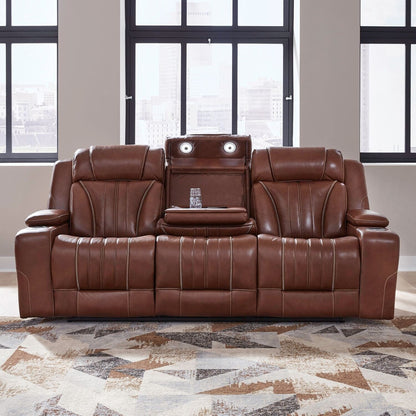 Liberty Furniture Caswell Power Sofa Chestnut Leather - Width 91 x Depthc40 x Height 42
