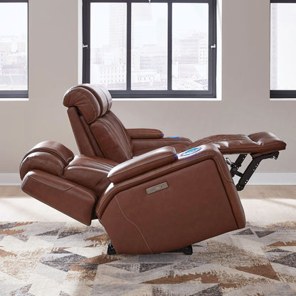 Liberty Furniture Caswell Power Sofa Chestnut Leather - Width 91 x Depthc40 x Height 42
