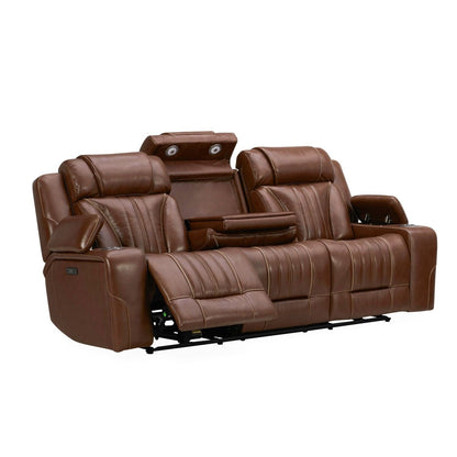 Liberty Furniture Caswell Power Sofa Chestnut Leather - Width 91 x Depthc40 x Height 42