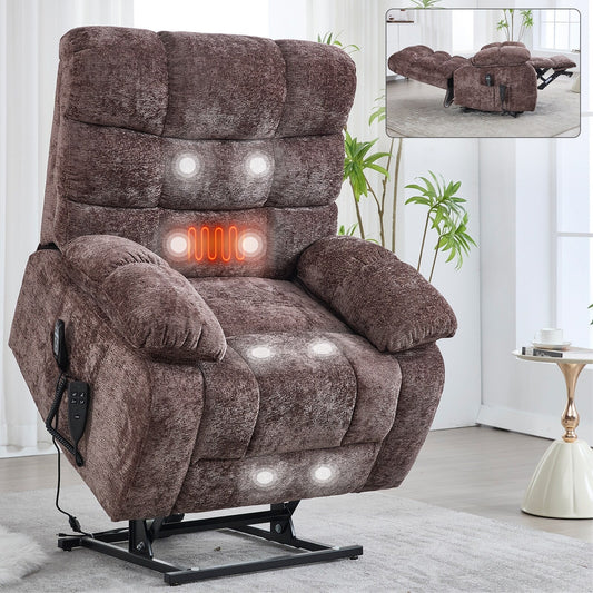Lift Recliner Chair Heat Massage Dual Motor Infinite Position Up to 350 LBS Large Electric Power Lift Recliners