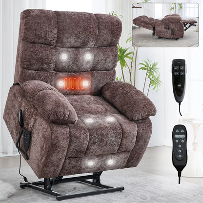 Lift Recliner Chair Heat Massage Dual Motor Infinite Position Up to 350 LBS Large Electric Power Lift Recliners