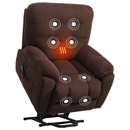 Lift Recliner with Vibration Massage, Heating, USB Port, Concealed Cup Holders, and Adjustable Recline