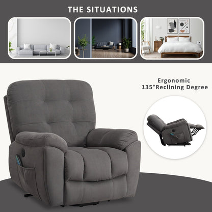 Lift Recliner with Vibration Massage, Heating, USB Port, Concealed Cup Holders, and Adjustable Recline