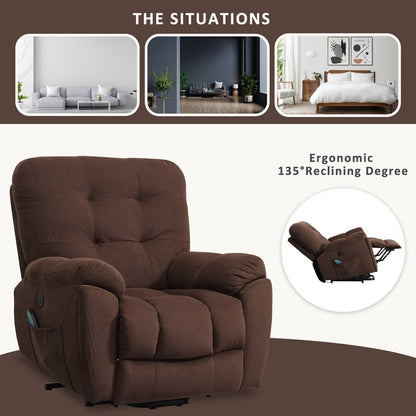 Lift Recliner with Vibration Massage, Heating, USB Port, Concealed Cup Holders, and Adjustable Recline