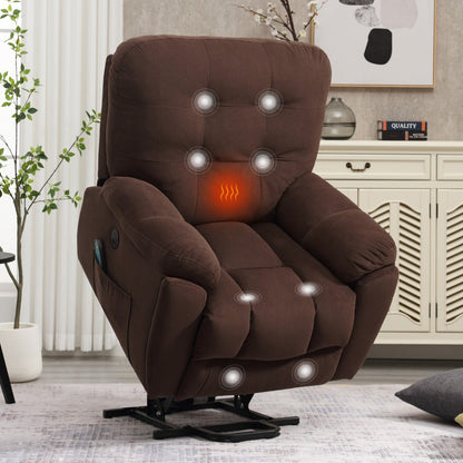 Lift Recliner with Vibration Massage, Heating, USB Port, Hidden Cup Holders, and Adjustable Recline Features