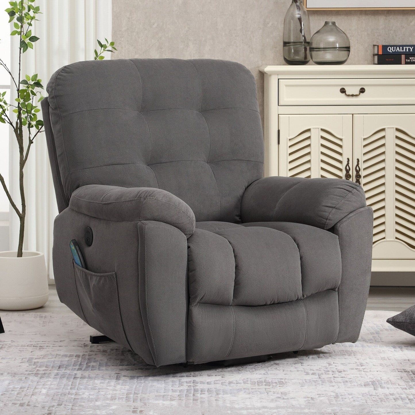 Lift Recliner with Vibration Massage, Heating, USB Port, Hidden Cup Holders, and Adjustable Recline Features