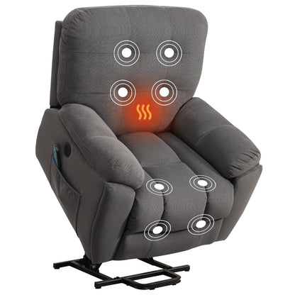 Lift Recliner with Vibration Massage, Heating, USB Port, Hidden Cup Holders, and Adjustable Recline Features
