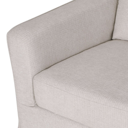 Light Beige 79 Striped Fabric 3-seater Recessed Arms Sofa with Skirt for Living Room