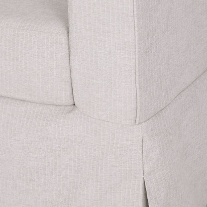 Light Beige 79 Striped Fabric 3-seater Recessed Arms Sofa with Skirt for Living Room