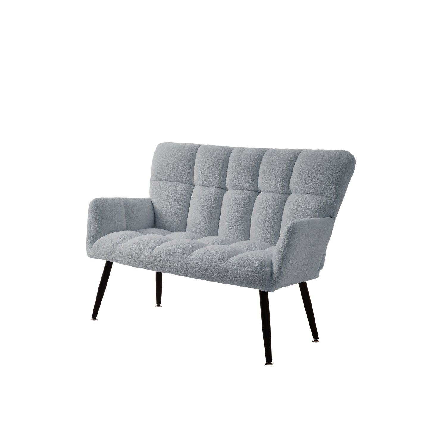 Light Blue 52 Teddy Loveseat Sofa with Quilting Backs and Hardwood Frame for Living Room.