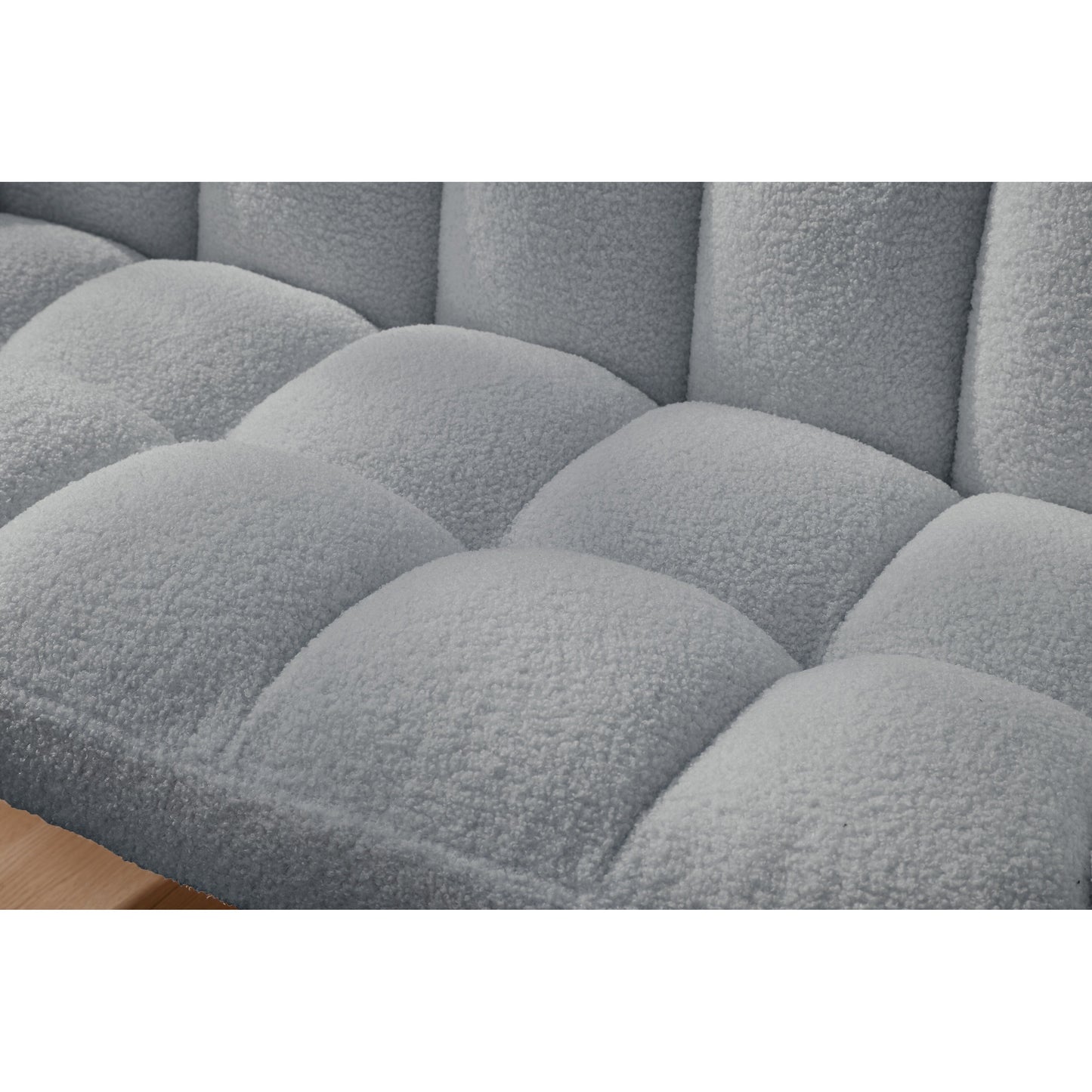 Light Blue 52 Teddy Loveseat Sofa with Quilting Backs and Hardwood Frame for Living Room.