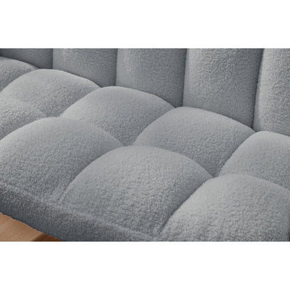 Light Blue 52 Teddy Loveseat Sofa with Quilting Backs and Hardwood Frame for Living Room.