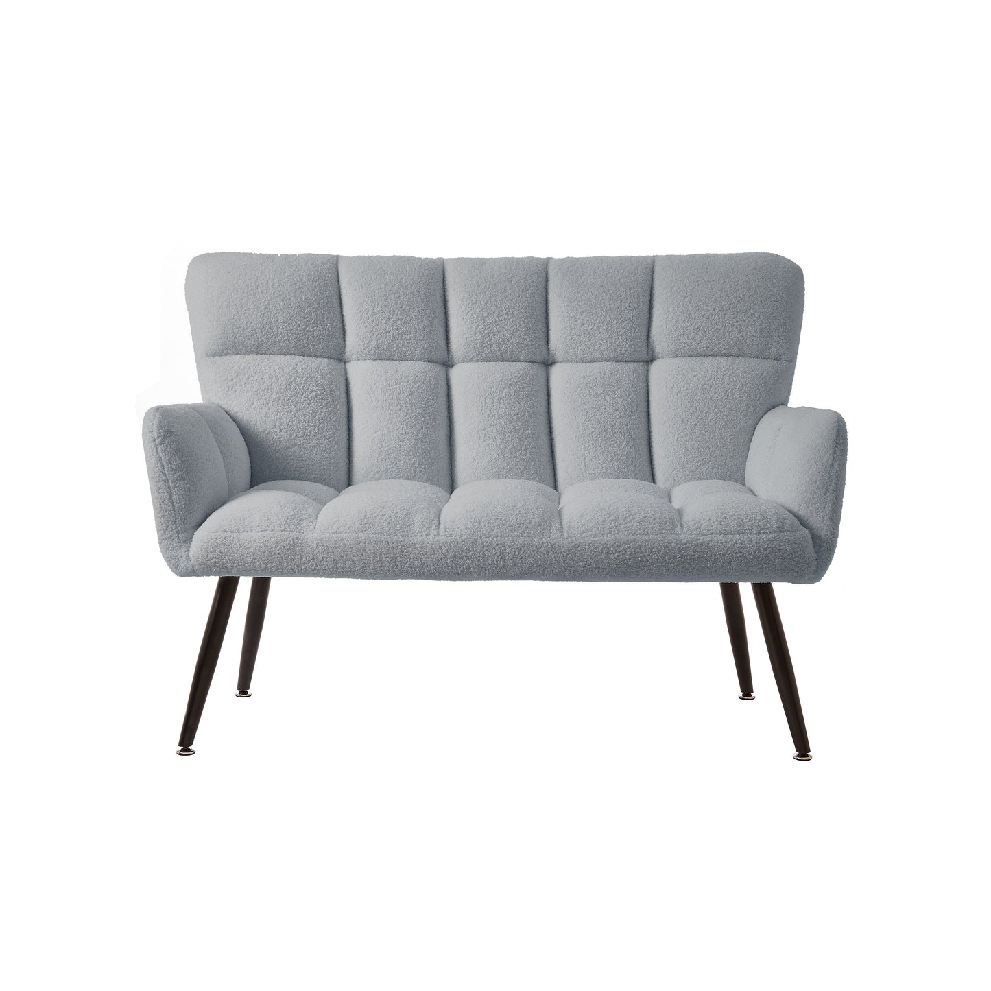 Light Blue 52 Teddy Loveseat Sofa with Quilting Backs and Hardwood Frame for Living Room.