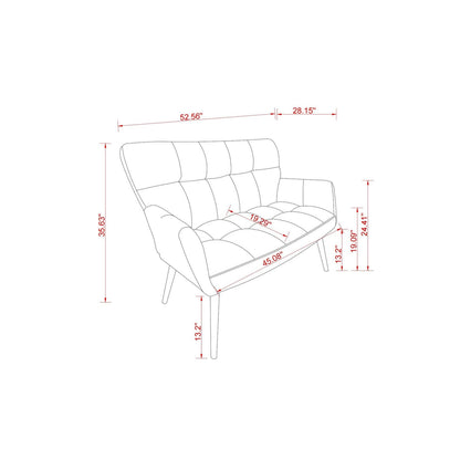 Light Blue 52 Teddy Loveseat Sofa with Quilting Backs and Hardwood Frame for Living Room.