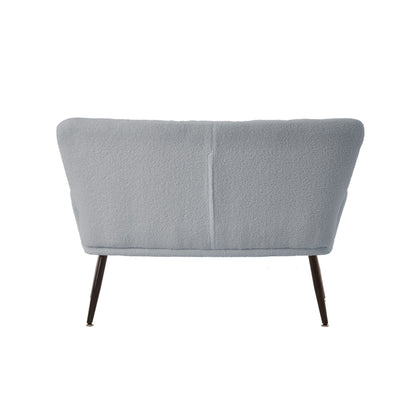 Light Blue 52 Teddy Loveseat Sofa with Quilting Backs and Hardwood Frame for Living Room.