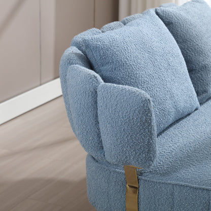 Light Blue Boucle Loveseat Sofa with Metal Frame