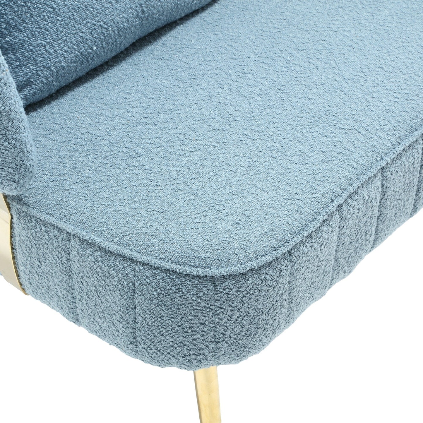 Light Blue Boucle Loveseat Sofa with Metal Frame