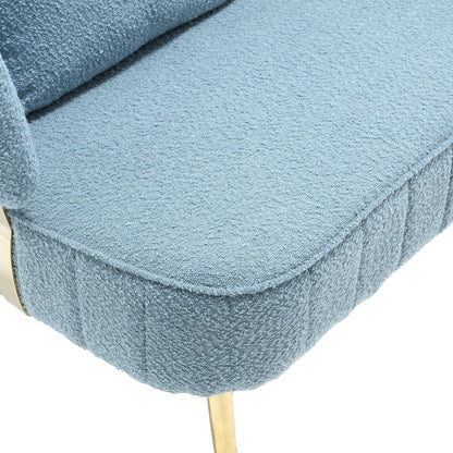 Light Blue Boucle Loveseat Sofa with Metal Frame