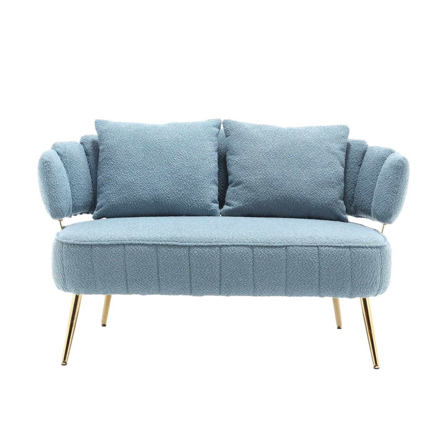 Light Blue Boucle Loveseat Sofa with Metal Frame