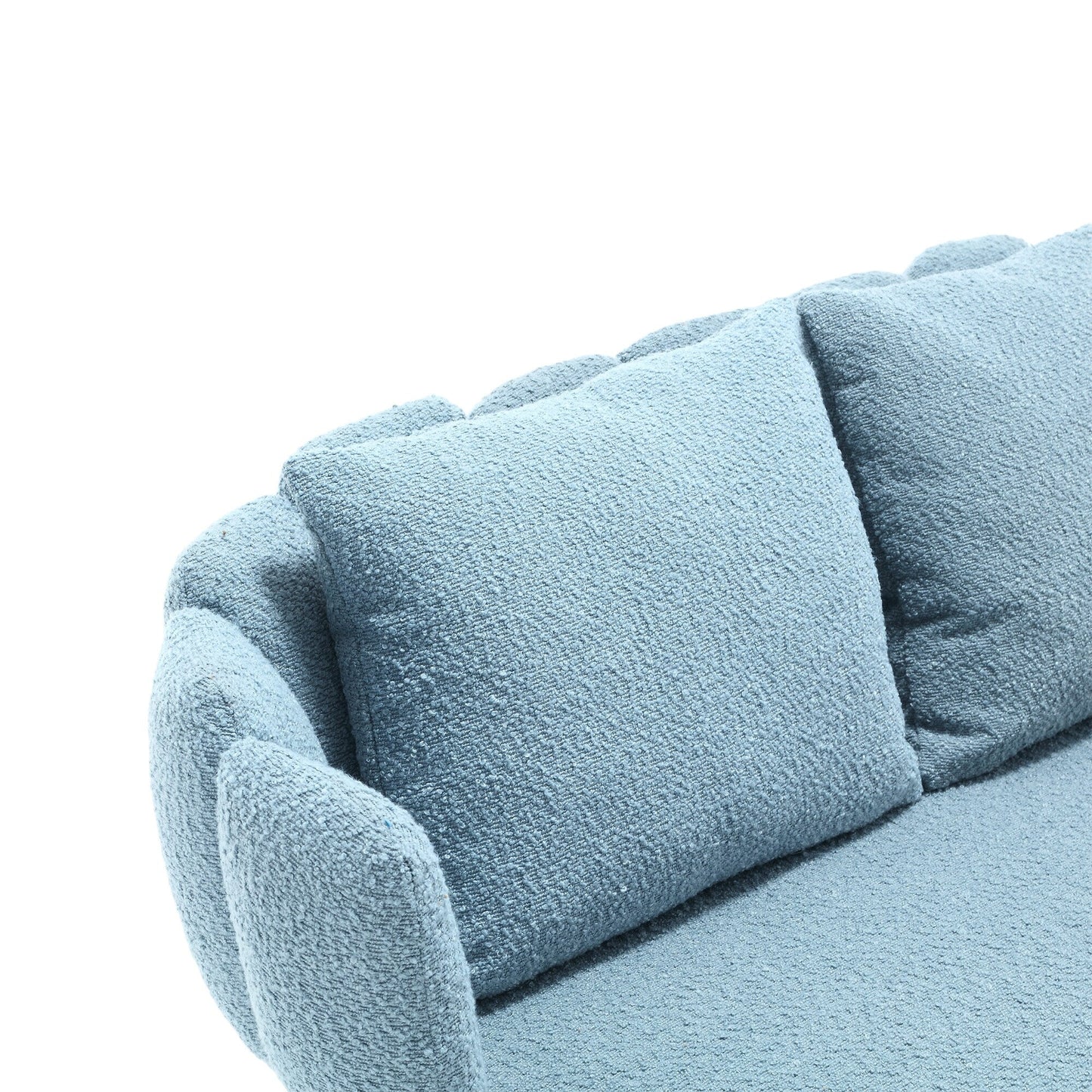 Light Blue Boucle Loveseat Sofa with Metal Frame