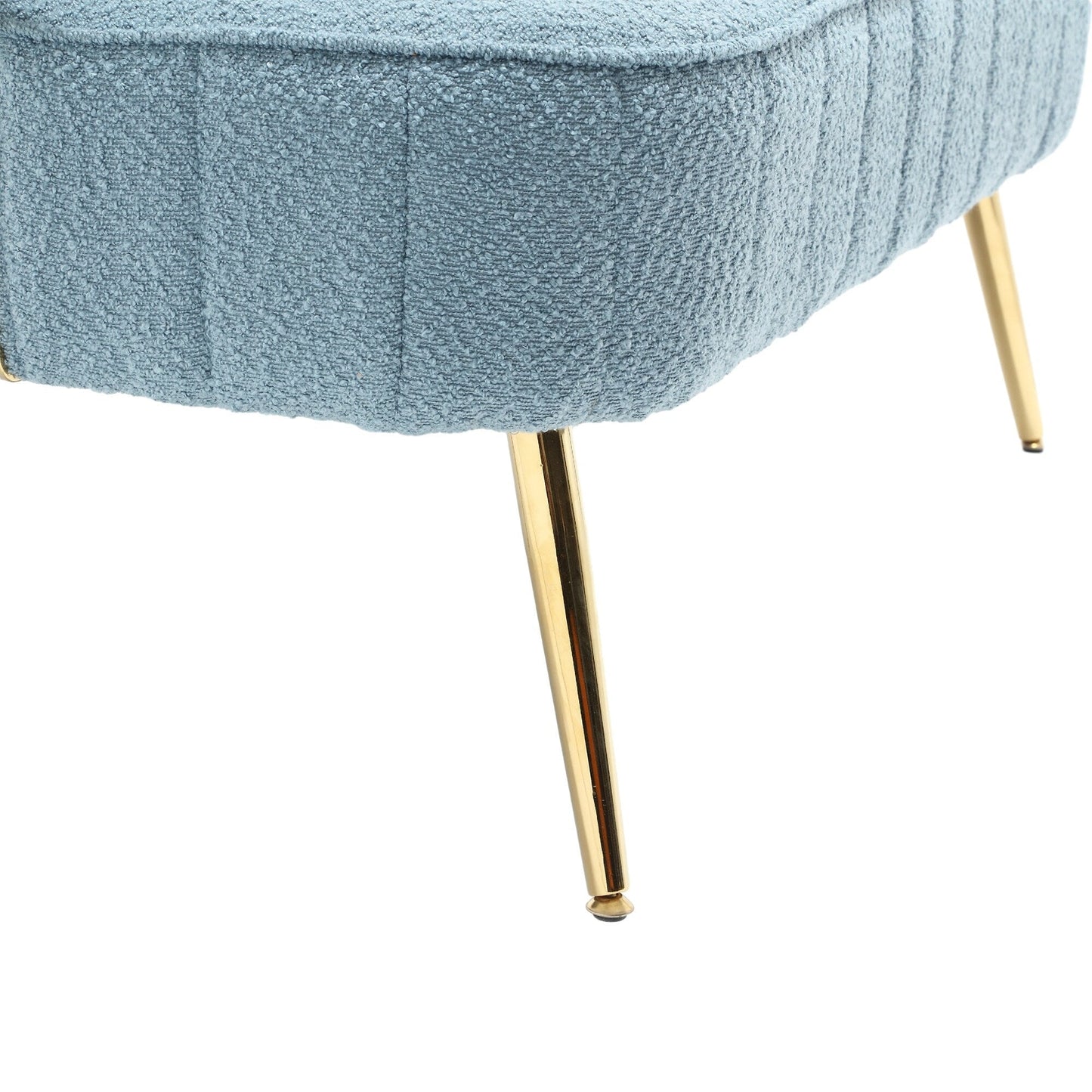 Light Blue Boucle Loveseat Sofa with Metal Frame