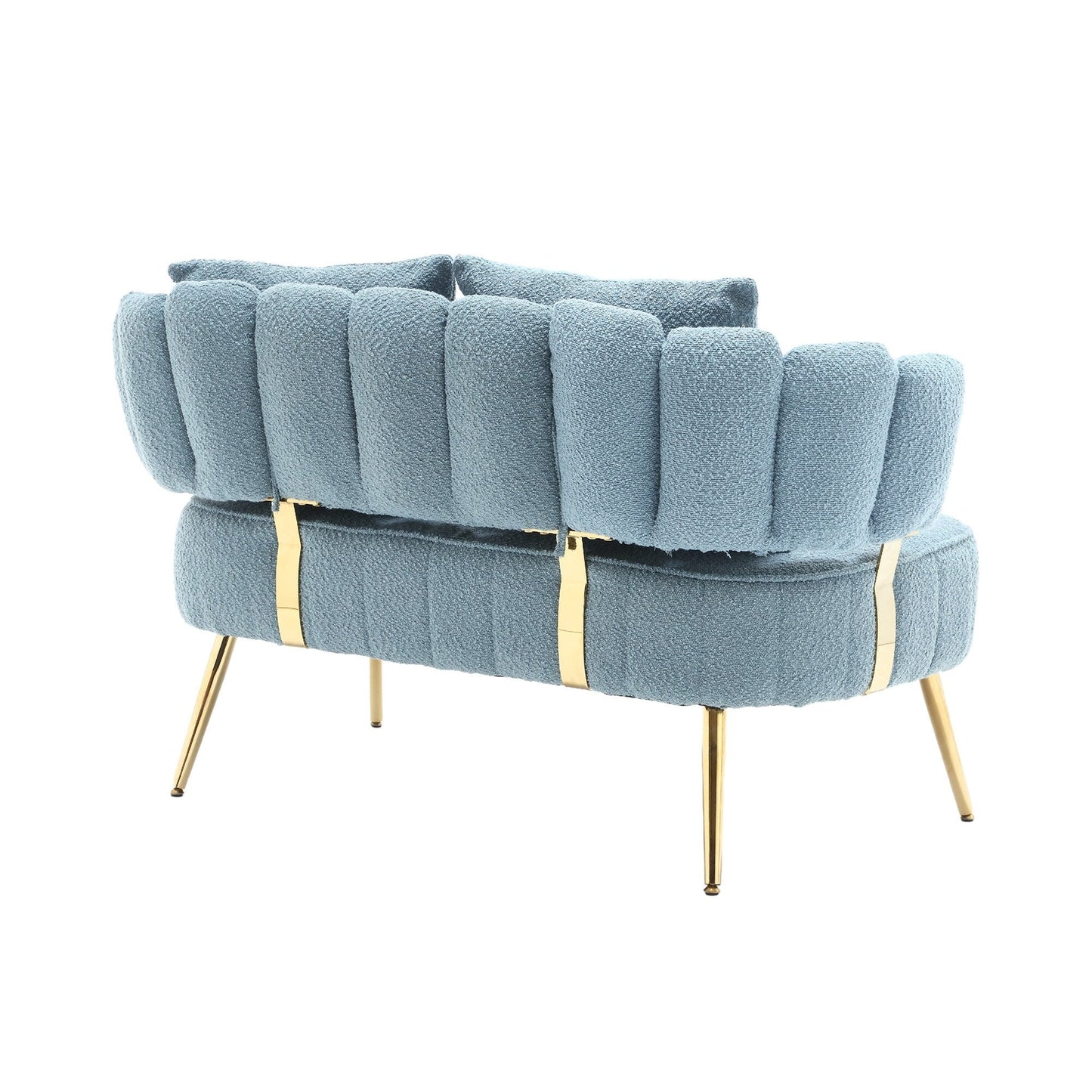 Light Blue Modern 51.97 Boucle Upholstered Loveseat Sofa with Metal Frame and Pillows for Living Room