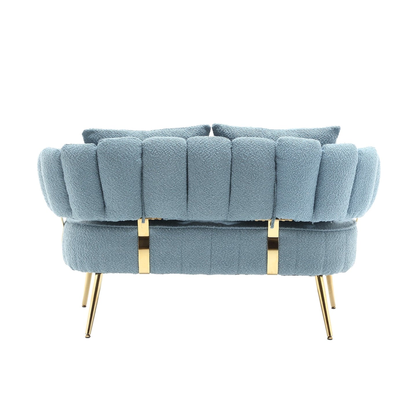 Light Blue Modern 51.97 Boucle Upholstered Loveseat Sofa with Metal Frame and Pillows for Living Room