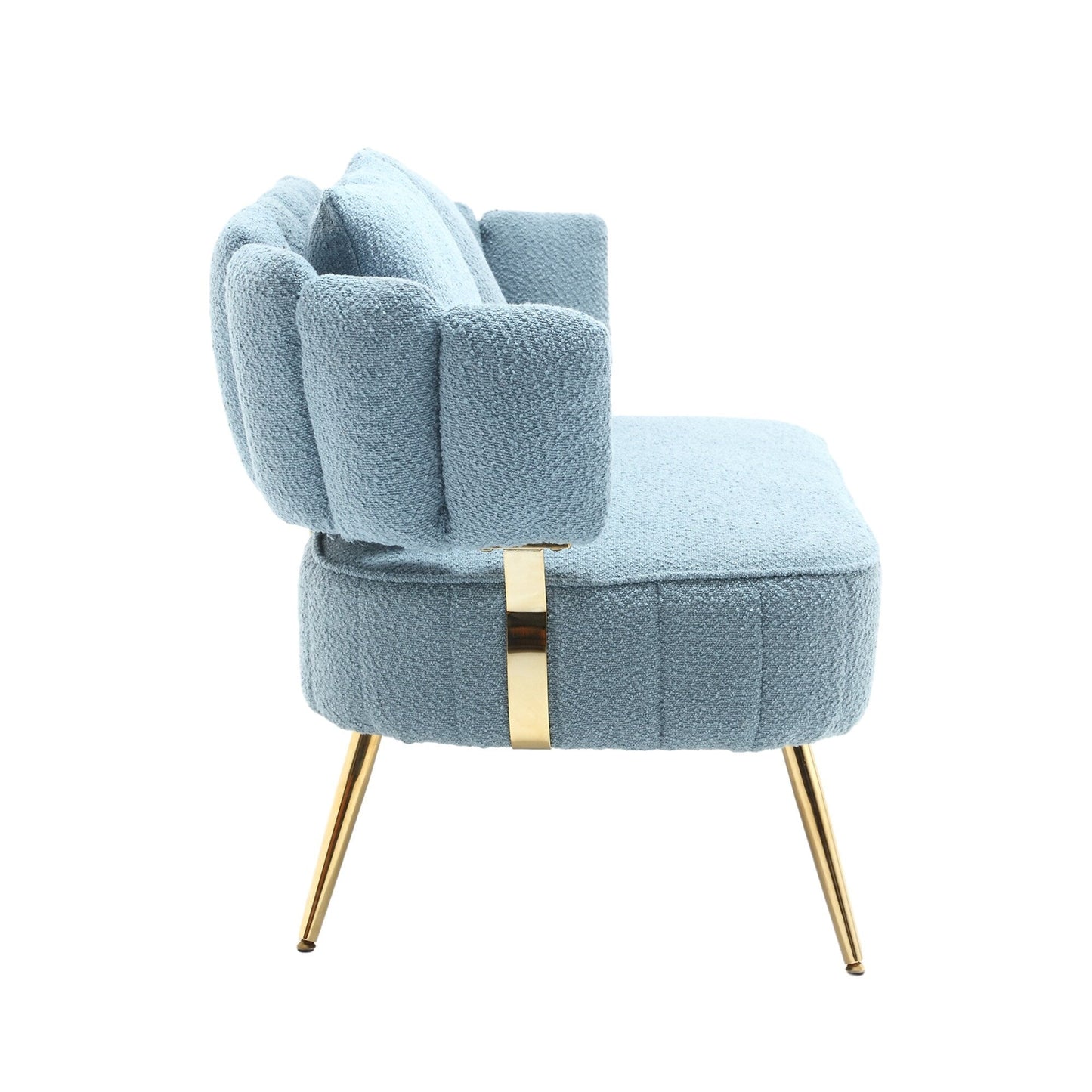 Light Blue Modern 51.97 Boucle Upholstered Loveseat Sofa with Metal Frame and Pillows for Living Room