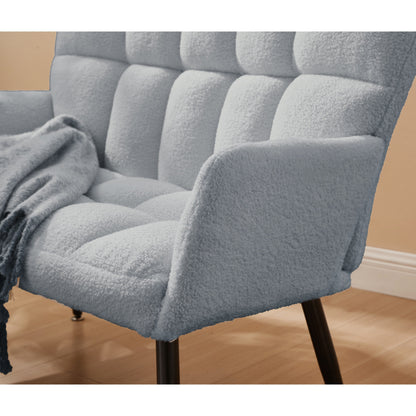 Light Blue Teddy Loveseat Sofa with Quilted Backs