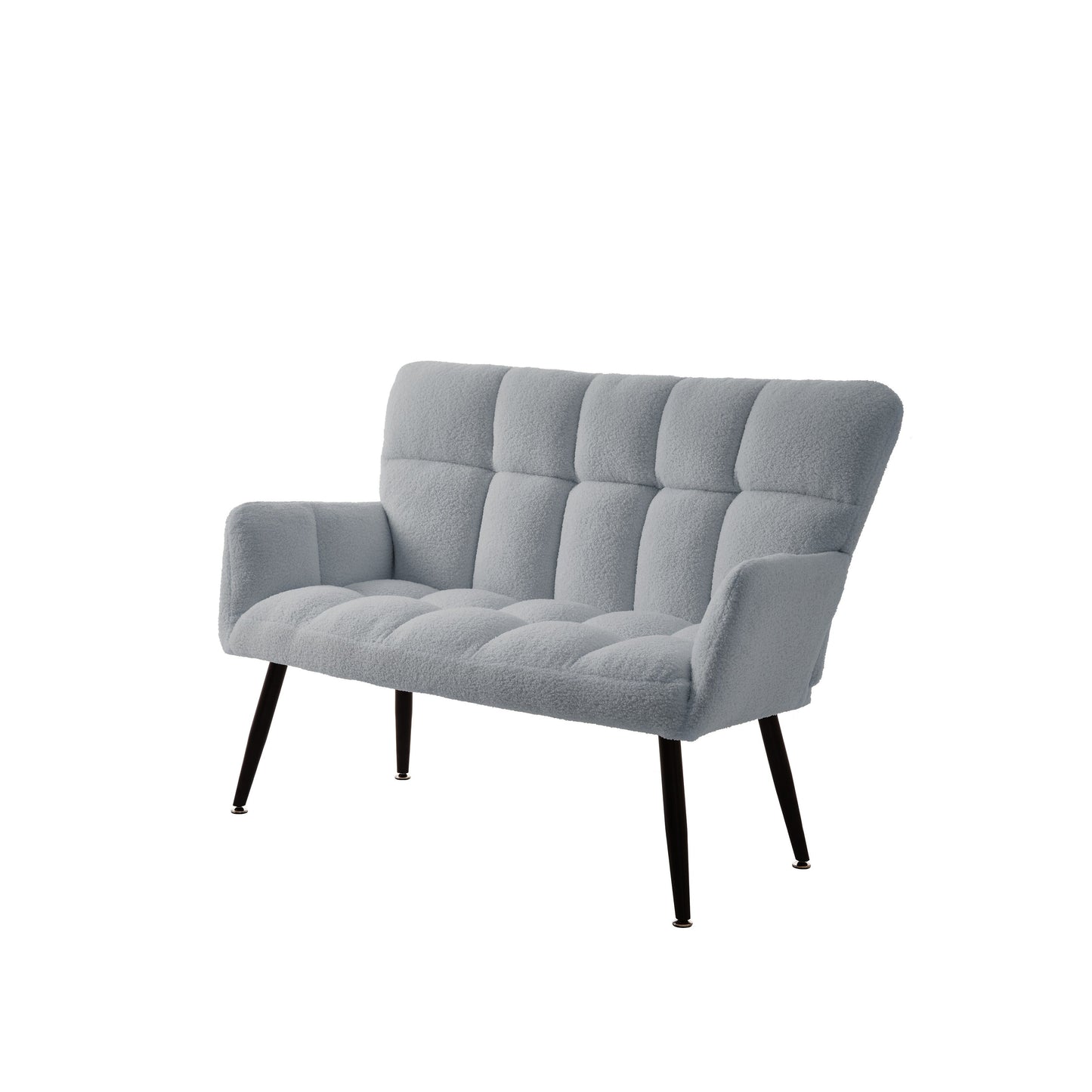 Light Blue Teddy Loveseat Sofa with Quilted Backs
